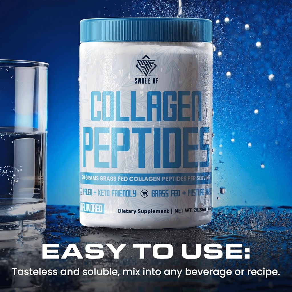Swole AF Collagen Peptide | Paleo & Keto Friendly Powder | 유영한 Radiance, Joint Support, Hair & Nail Strength, Gut Health에 대한 탁월한 다이어트 보충