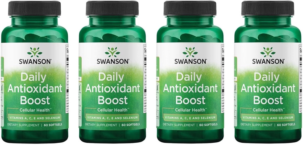 Swanson Vitamins Daily Antioxidant Boost - 세포 건강 및 면역 지원 촉진 - 자연 방어 영양 지원 - (60 Softgels) 4 팩