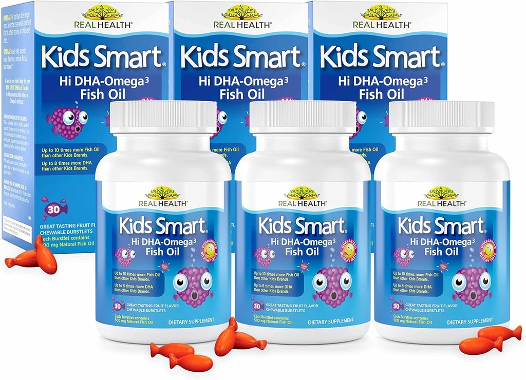 Real Health Bioglan Kids Smart Omega 3 Fish Oil, 30 Chewable Burstlets (포장 3)