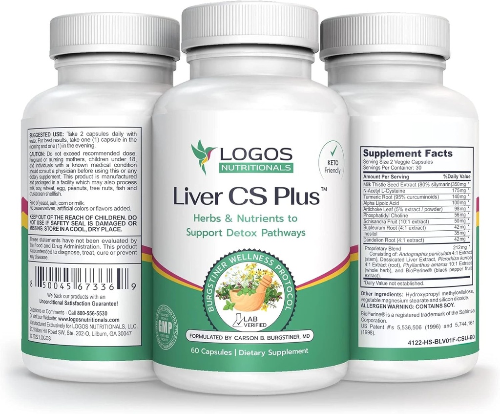 Logo Nutritionals-Liver CS Plus-60 강력한 Liver Detox Formula Veggie Caps-Increasing Glutathione 및 낮은 산화 스트레스.