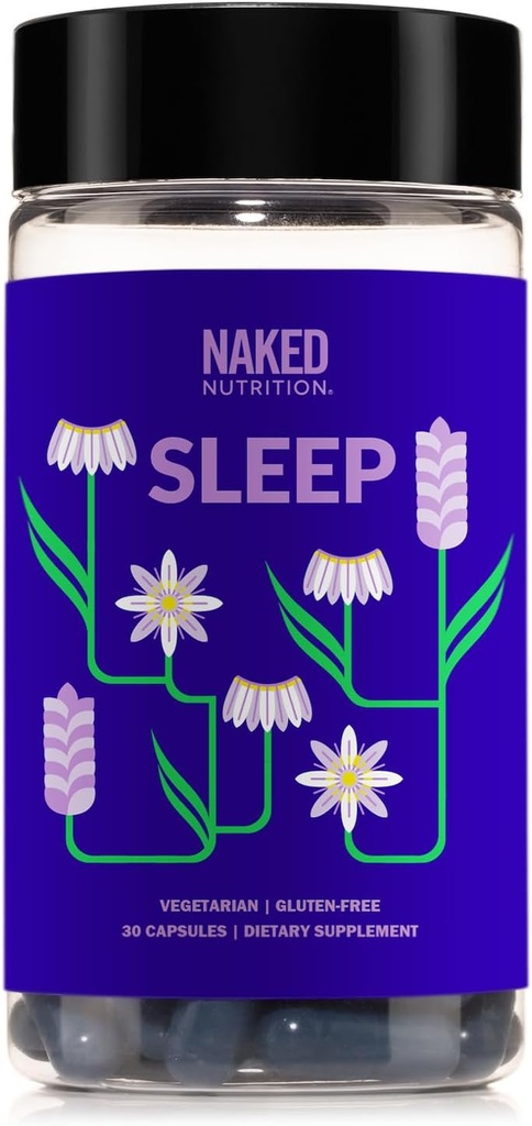 벌거 벗은 수면 - GABA L Theanine Natural Sleep Aid - Lemon Balm, Lavender 및 Melatonin 개선 된 Relaxation 및 수면 품질 - 글루텐 - 무료 및 채식 - 30 캡슐
