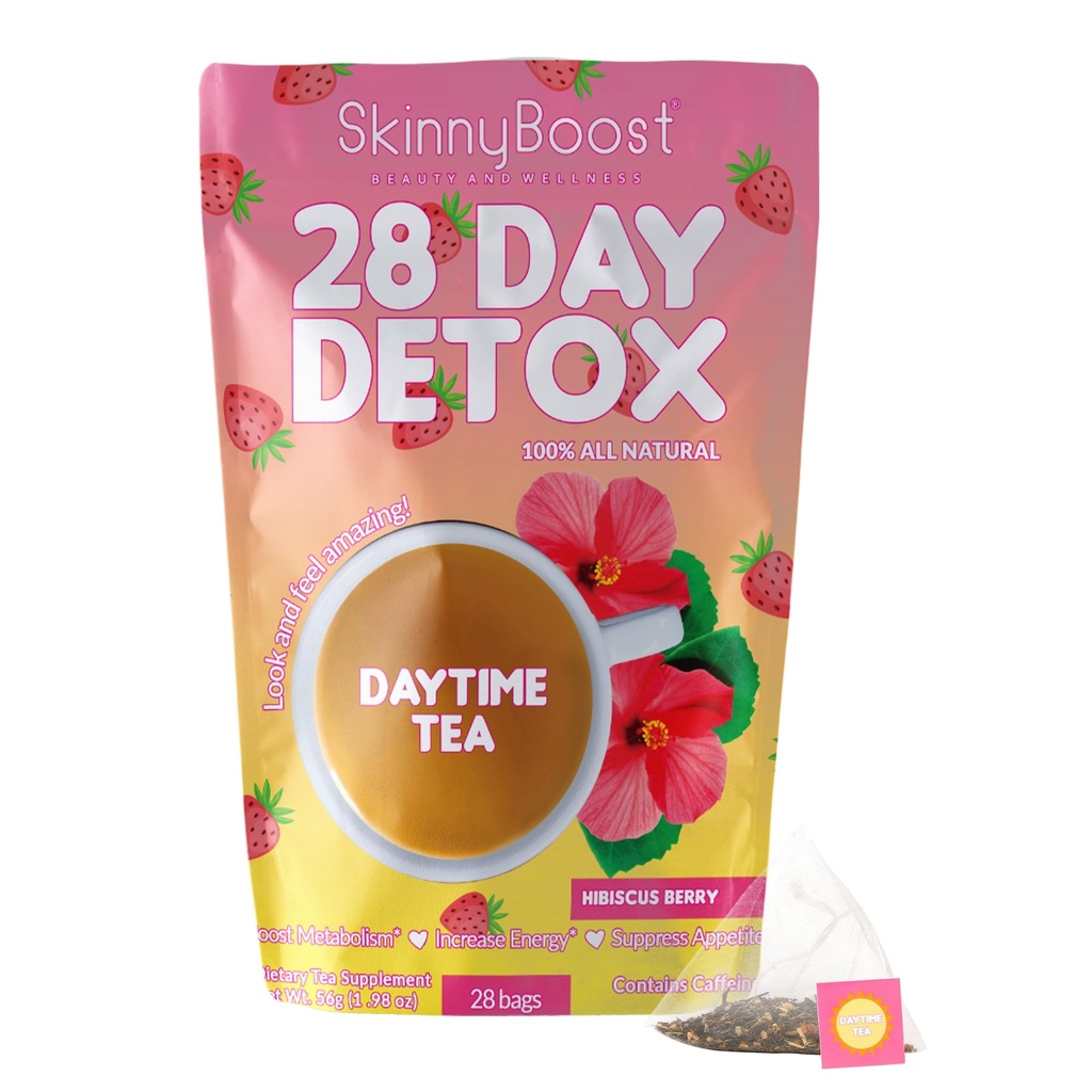 스키니Boost 28 일 Detox 주간 차 - HIBISCUS BERRY (28 차 부대)는 Metabolism Boost, Detox, 모든 자연, 비 GMO, Vegan, 친절한 Keto를 지원합니다