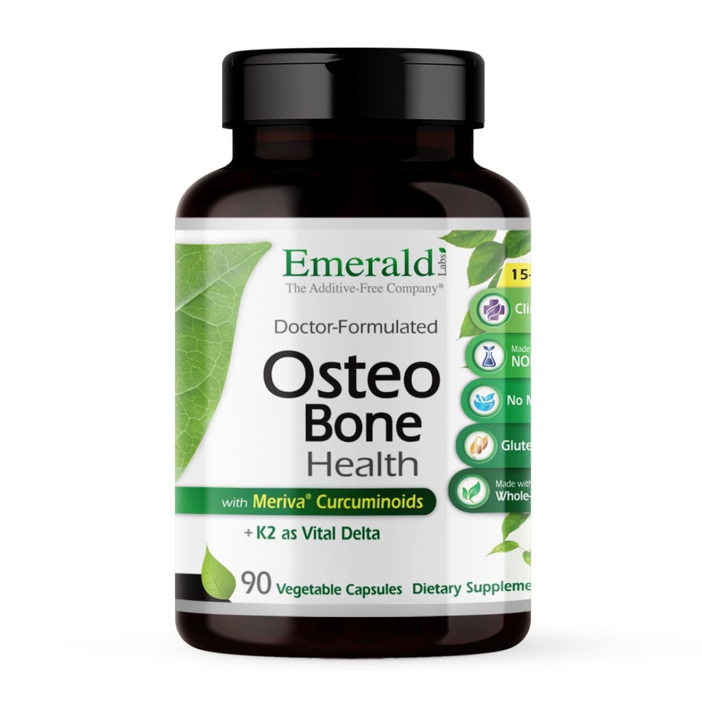 EMERALD LABS Osteo Bone 건강 - 면역 지원 & 뼈 & 비타민 D3, K2, 칼슘, 마그네슘, OptiMSM, Meriva Phytosome 및 더 많은 - 90 식물성 캡슐을 가진 합동 보충교재