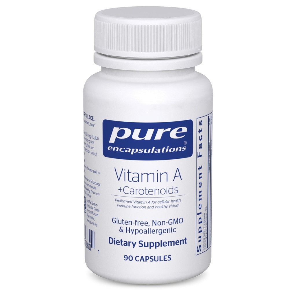 Pure Encapsulations Vitamin A + Carotenoids (Lutein, Zeaxanthin 및 Astaxanthin) | Hypoallergenic 규정식 보충교재 | 90 캡슐