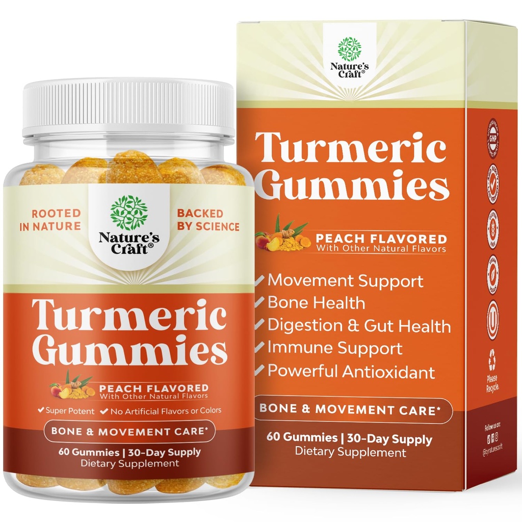 심황 쿠르쿠민 Immune 지원 Gummies - 합동 지원과 진보된 피부 관리를 위한 면역 부스터 심황 구미 - Curcumin 분말을 가진 까만 고추 합동 보충교재 거미 비타민과 더불어 -