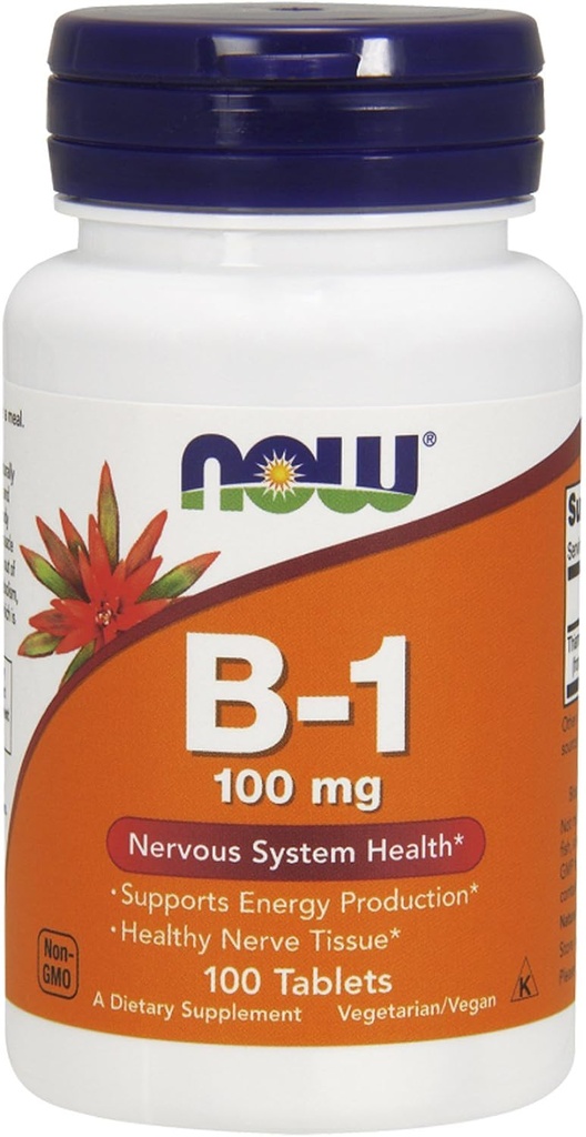NOW 비타민 B-1 (시민) 100mg, 100 정제 (포장 4)