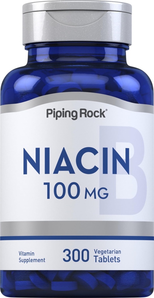 Piping Rock Niacin Supplement for Women and Men | 100mg | 300 타블렛 | 플러싱이있는 니코틴산 | 채식주의, 비 GMO, 글루텐 프리