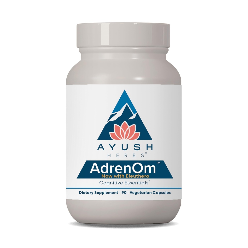Ayush Herbs AdrenOm - Ayurvedic Adrenal 및 여성 및 남성, Ashwagandha & Eleuthero에 대한 스트레스 지원 보조금,인지 기능 및 칼로리 - 90 채식 캡슐 (1 개)