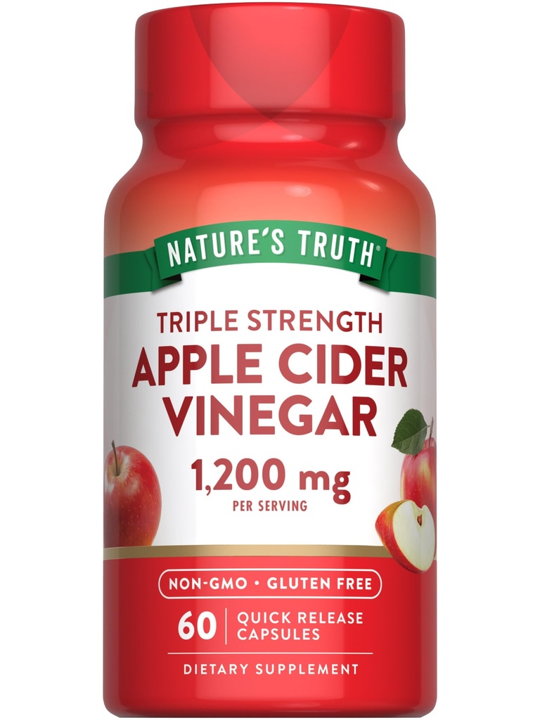 Nature's Truth Apple Cider Vinegar 캡슐 | 1200mg | 빠른 릴리스 알약 | Non-GMO 및 글루텐 무료 보충