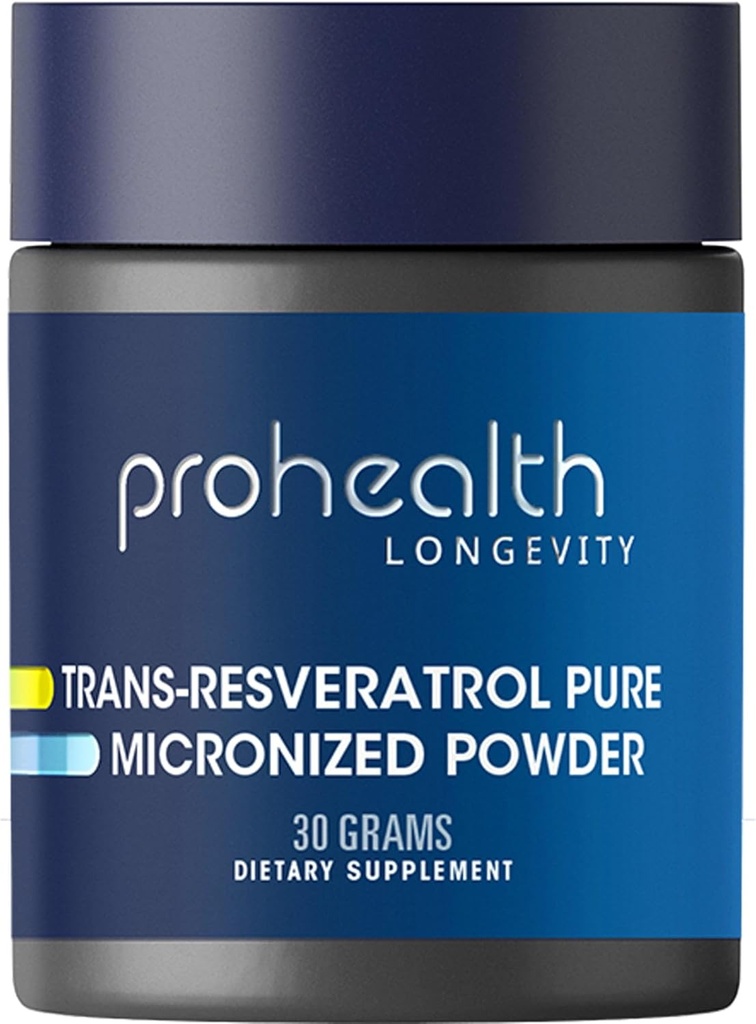 ProHealth Longevity Micronized Trans Resveratrol 분말 30 그램 - 98% 순수한 약제 급료, Scoop, 우량한 흡수 및 Bioavailability 당 1000 mg