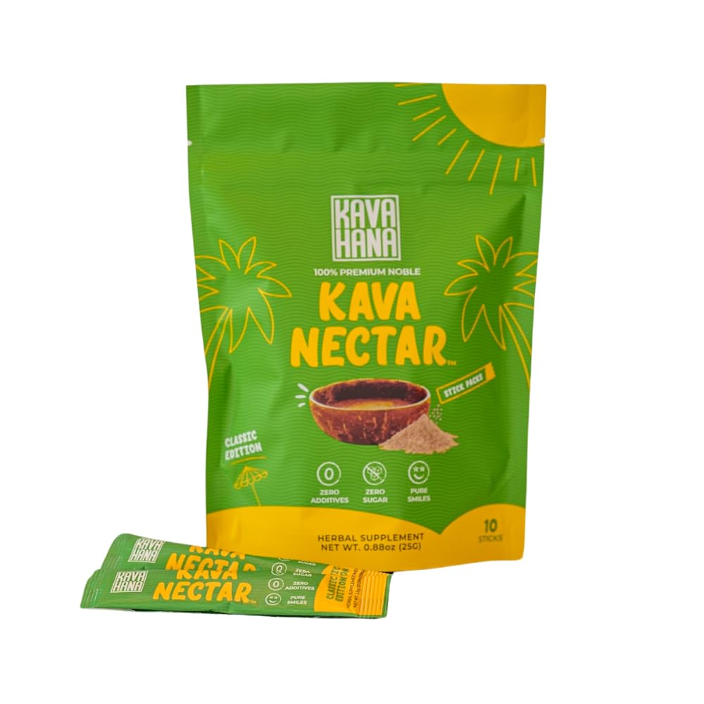 Kavahana Kava Nectar Classic Ceremonial Grade Noble Kava Nectar Powder Stick Pack – 소셜 업 리프트, Relaxation & 스트레스 지원, Instant Kava Dried Kava Juice