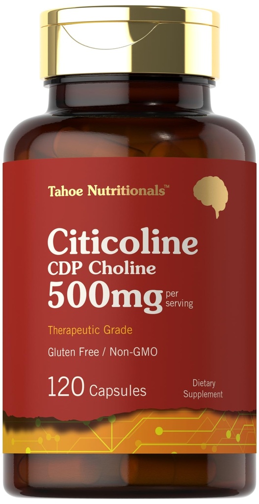 Tahoe Nutritionals Citicoline 500mg | 120 캡슐 | CDP 콜린 보충제 | 치료 급료 | 글루텐 무료, 비 GMO