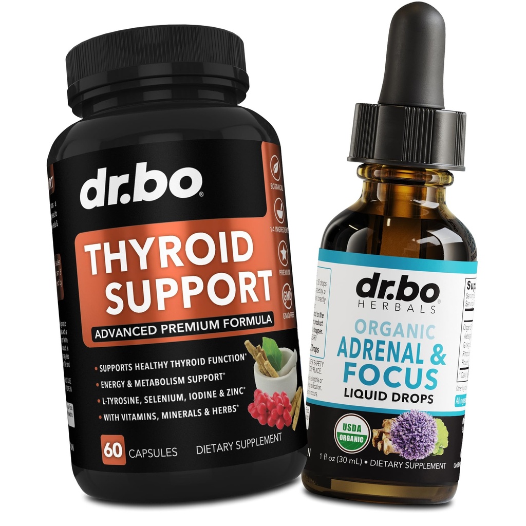 Thyroid Support & Adrenal Focus Drop - L-Tyrosine Selenium Iodine & Organic Adrenal Support와 Thyroid Supplement Complex는 Focus Liquid Drops를 보충합니다. 천연 두뇌 및 메모리 피로 관심