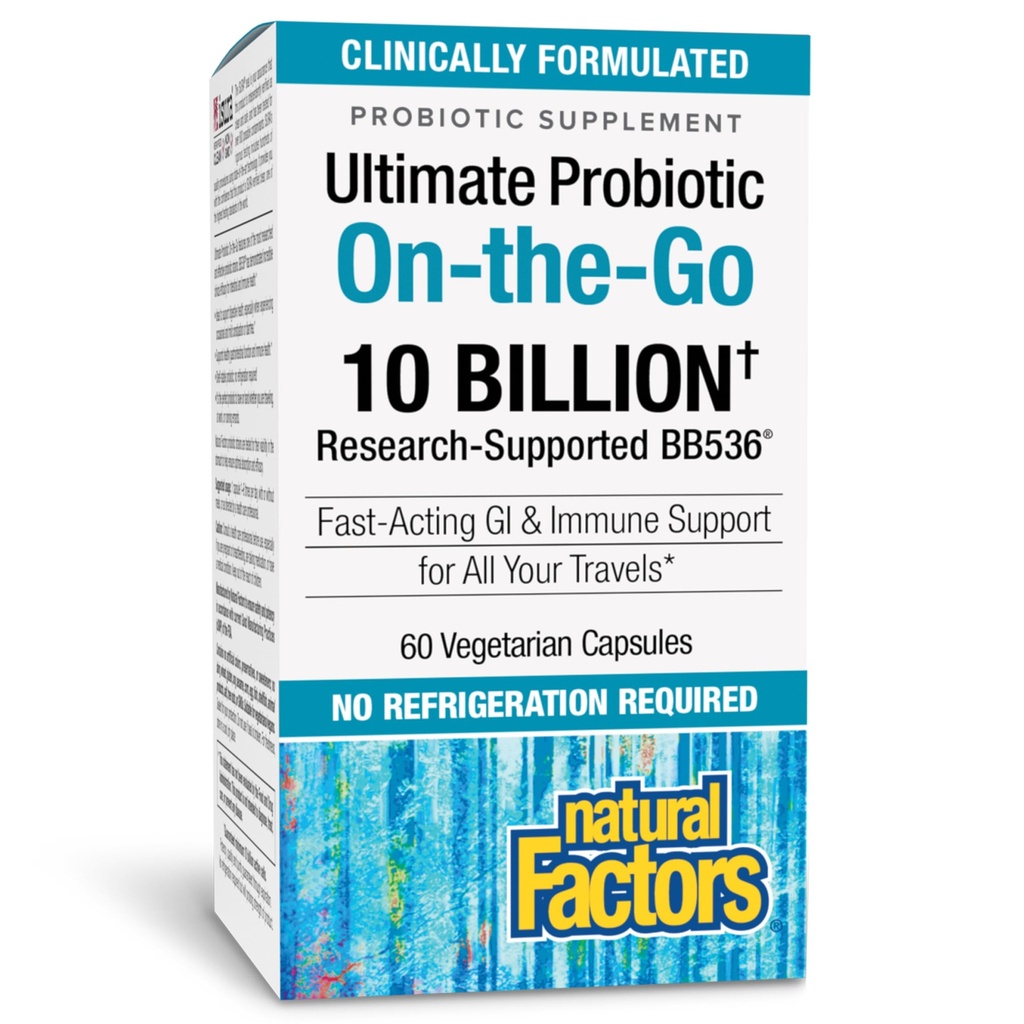 Natural Factors, TravelBiotic, 지원 대령 및 면역 건강, 선반 안정 프로 바이오 틱 보충, 10 억 CFU, Vegan, 60 캡슐 (60 인분)