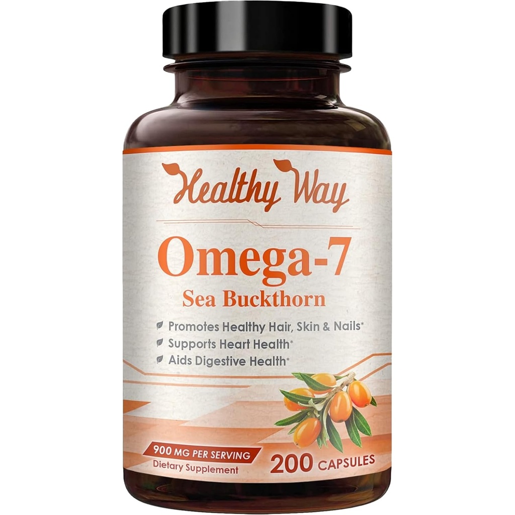 순수한 오메가 7 지방산 200 캡슐 900mg 자연적인 바다 Buckthorn 기름, NON-GMO 미국 만드는