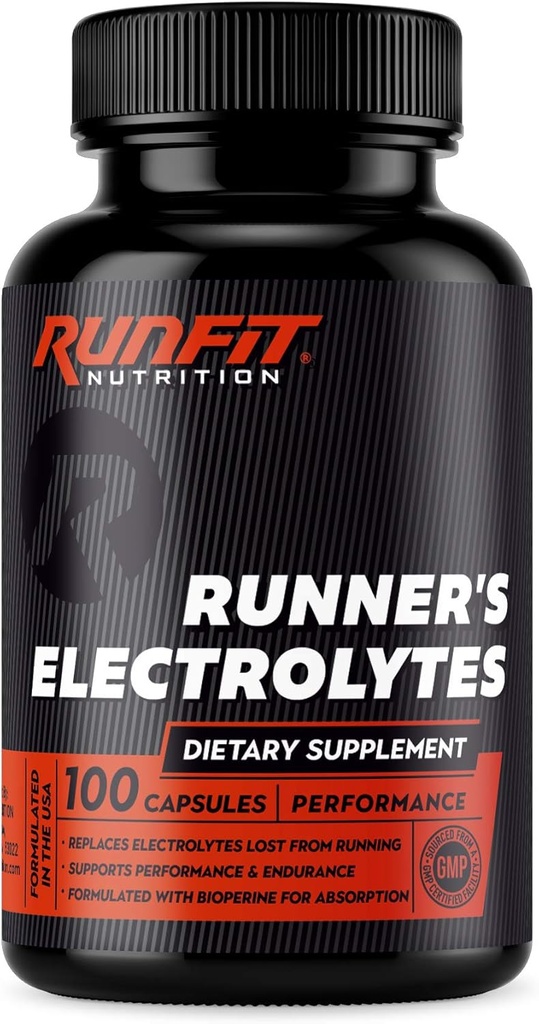 Runner의 Electrolytes - 지금 Cramps 중지 - 부스트 내구시간 및 정지 근육 피로 - 소금 Electrolyte 알약 - 부스트 히드라 - Replenishes Exact Electrolytes Lost while running - 100 캡슐