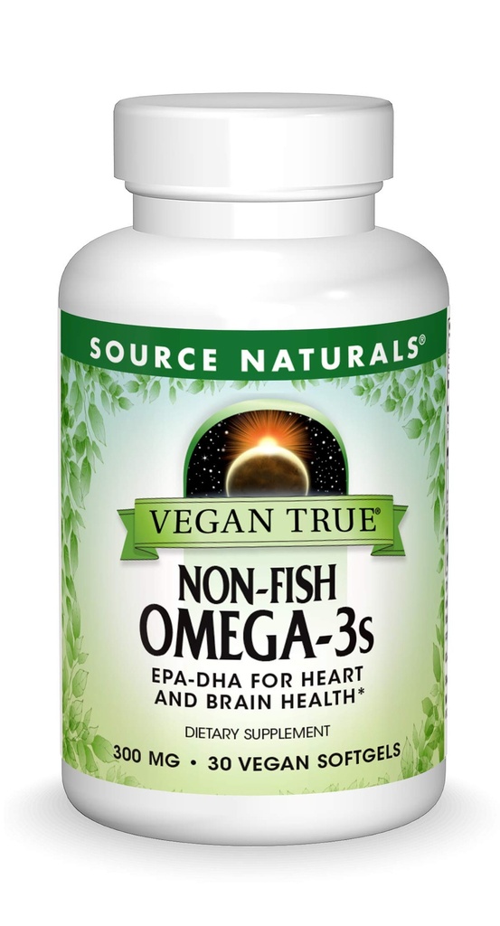Source Naturals Vegan True, Non-Fish Omega-3s, EPA-DHA는 심장과 뇌 건강*, 300 mg - 30 Vegan Softgels를 지원합니다