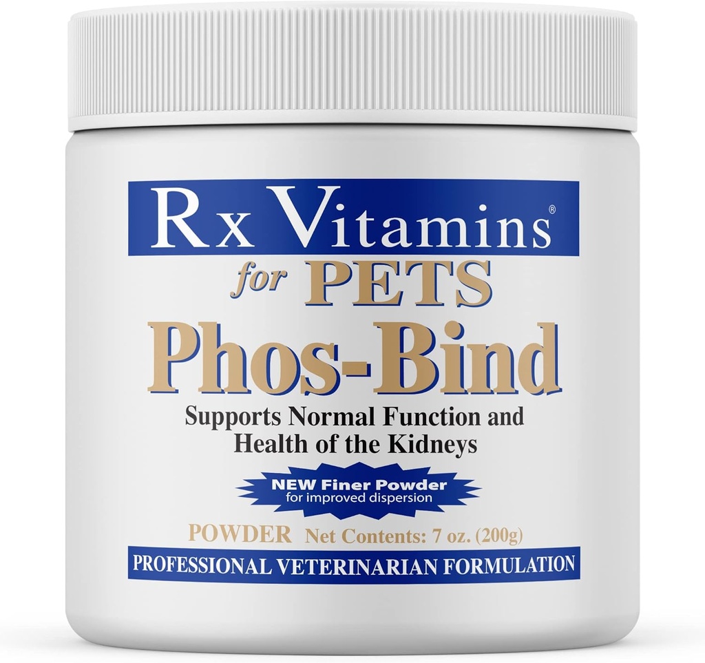 Rx Vitamins Phos-Bind - Kidney Support Supplement Powder - 고양이를위한 인산염 바인더 & Kidney 건강을위한 개 - 정상적인 Kidney Cleanse 및 Essential Kidney Care - 200g