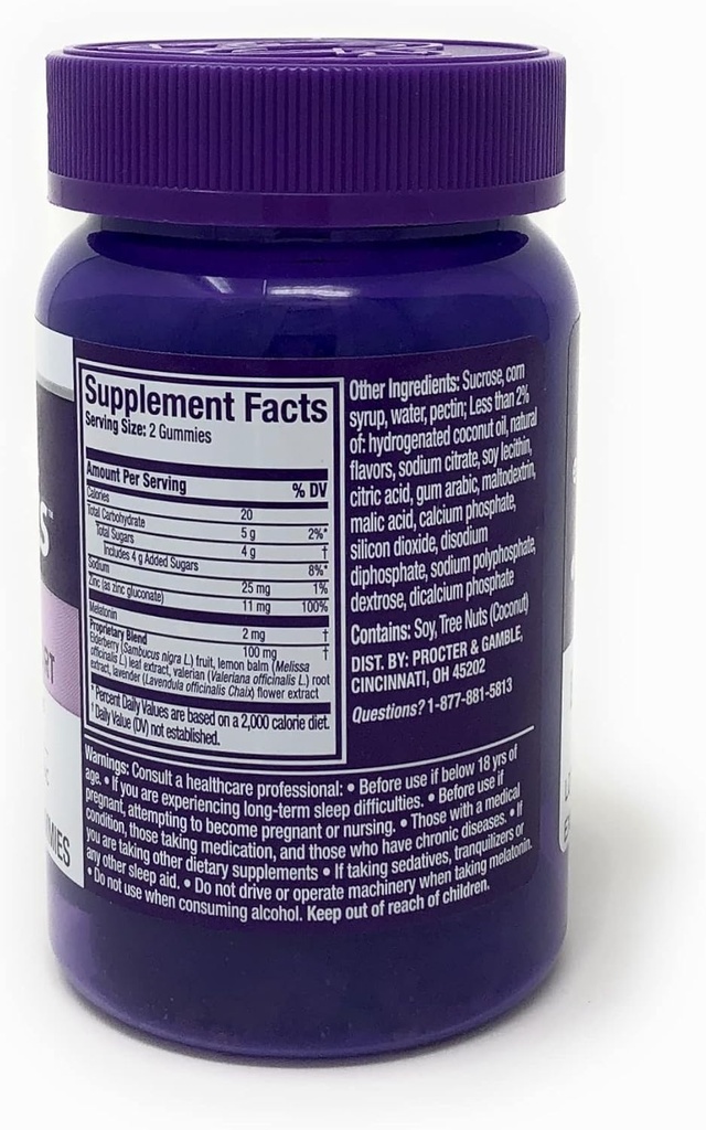 Vicks ZzzQuil 순수한 Zzzs 수면 + Melatonin, Elderberry & 아연, 42 ct, 0.42 파운드와 면역 지원 Gummies