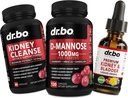 Kidney Cleanse & D Mannose 보조 식품 - Kidney Detox & Bladder 지원 액체 드롭 보충, D-Mannose 500mg 1000mg 캡슐 - DMannose Cranberry, 지원 Kidneys, Bladder & Urinary Tract 건강