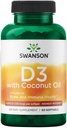 Swanson 높은 효능 비타민 D-3 w/Coconut - 뼈 건강을 촉진하고 면역 체계 지원 - 칼슘 흡수를 증가하는 데 도움이 될 수있다 - (60 Softgels, 125mcg 각각)