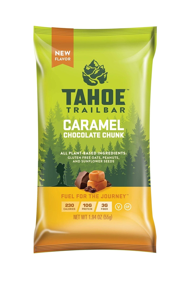 타호 트레일 바, 식물 기반 천연 에너지 바 (1.94 Ounce Protein Bar, 12 Count) 고단백 비 GMO, 글루텐 무료, Vegan Healthy Snack - Caramel Chocolate Chunk