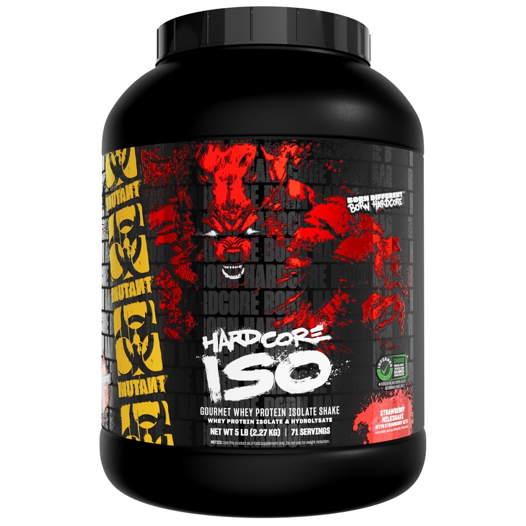돌연변이 ISO 서지 Whey Protein Isolate Powder Acts Fast to Help Recover, Build Muscle, Bulk and Strength, 5 lb - Strawberry Milkshake