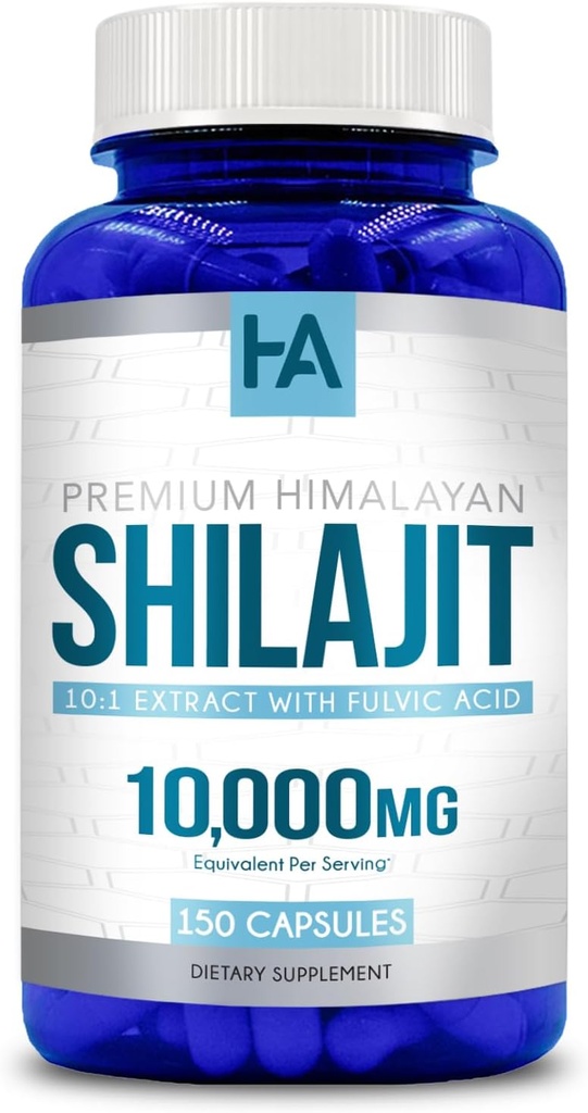 추가 강도 Shilajit 캡슐 | 남성 및 여성을위한 무료 Shilajit 10000mg 자연적으로 Occurring Trace 미네랄 및 Fulvic 산과 동일 | Vegan Non-GMO 및 CGMP Labs (150 서빙)
