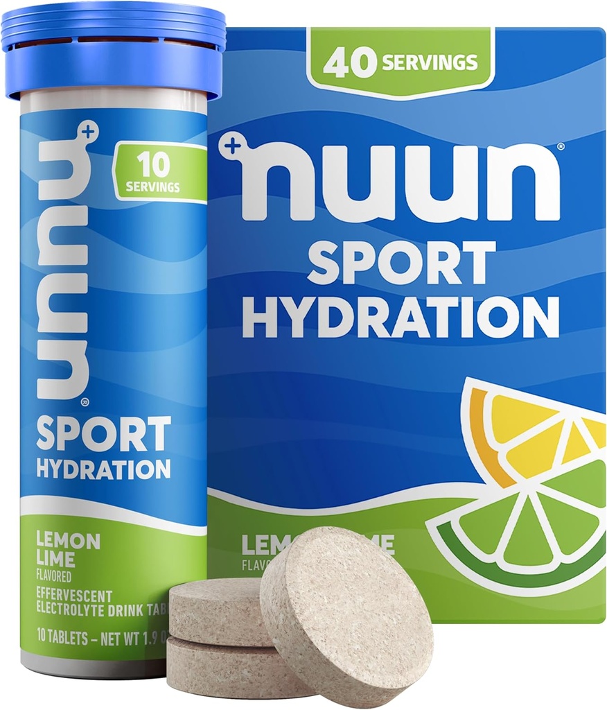 Nuun Sport 마그네슘, 칼슘, 칼륨, 염화물 및 나트륨, 글루텐 무료 및 채식, 레몬 라임, 4 팩 (40 인분 총)