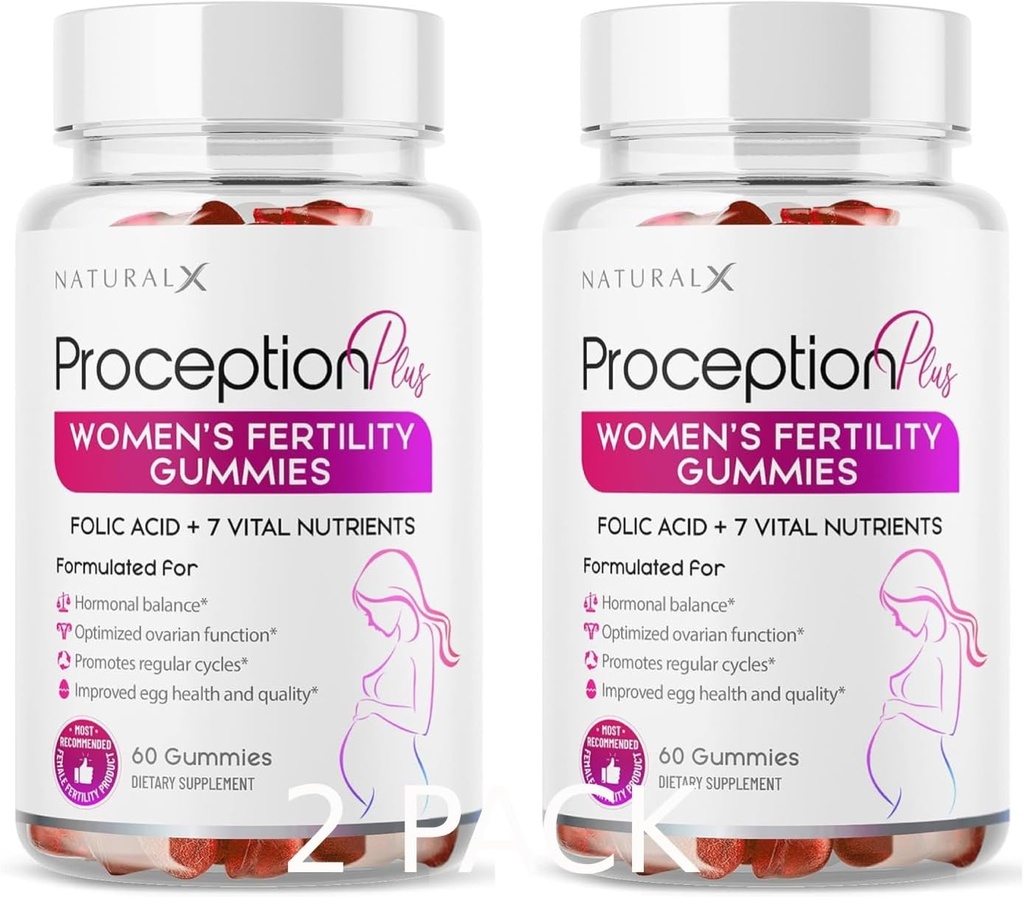 여성용 불임 - Myo-Inositol, Folic Acid, Biotin, B Vitamins - 여성용 불임 지원, 호르몬 균형, Ovulation, Prenatal Conception (60 Gummies, 2 Pack)