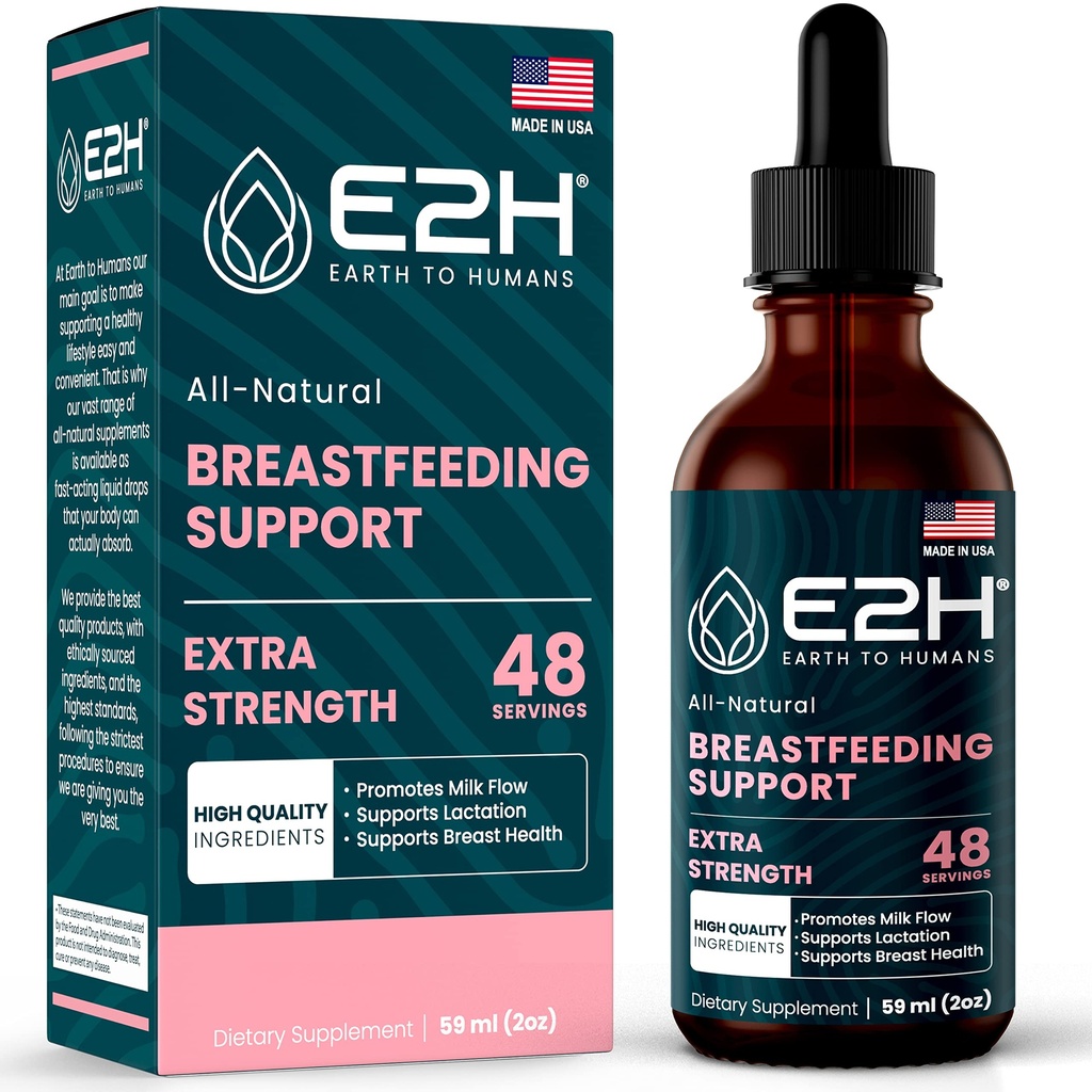 E2H Breastfeeding 보충교재와 Lactation 지원 - 액체 Lactation 보충교재 - Fenugreek, 우유 이틀, Fennel 및 더 많은 것을 포함합니다 - 알콜 없음 - Vegan - 2개 Fl Oz