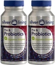 Silver Lining Pre & Probiotics + Digestive Enzymes | 50억 CFU/Active Cell | 다이제스트 및 면역기능 지원, 블로깅 감소 | 선반식 포뮬러 | 240 개 (패키지)