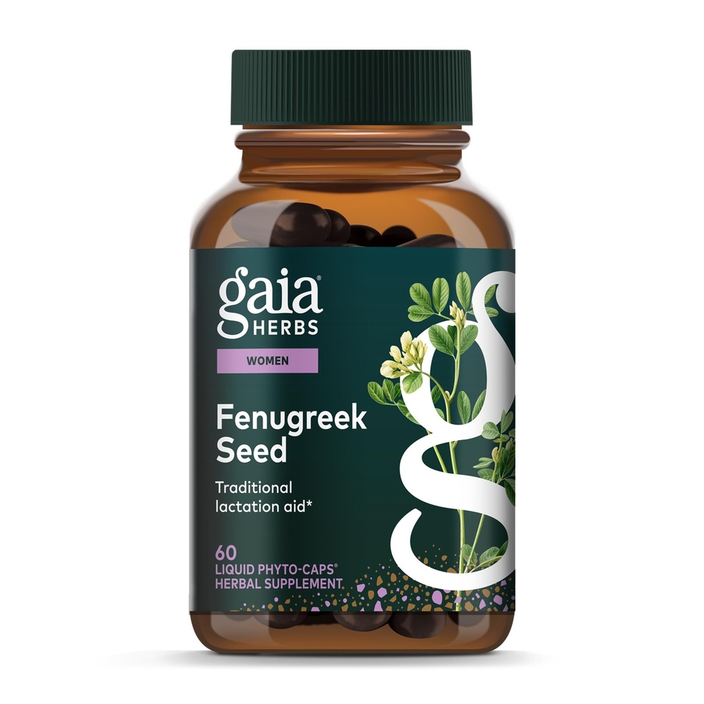 가이아 허브 Fenugreek 씨앗 - 건강한 Lactation 및 Breast 우유 생산 지원 * - 유기 Fenugreek 씨앗로 만든 - 60 Vegan 액체 Phyto-Capsules (최대 15 일 공급)