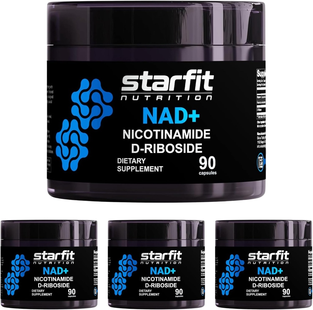 STARFIT - Nicotinamide D-Riboside, NAD + 지원을위한 니코틴 아미드 Riboside 수준, 초점 및 에너지 보충교재, 대사 지원 Nicotinamide Riboside NAD 보충교재, 360의 캡슐