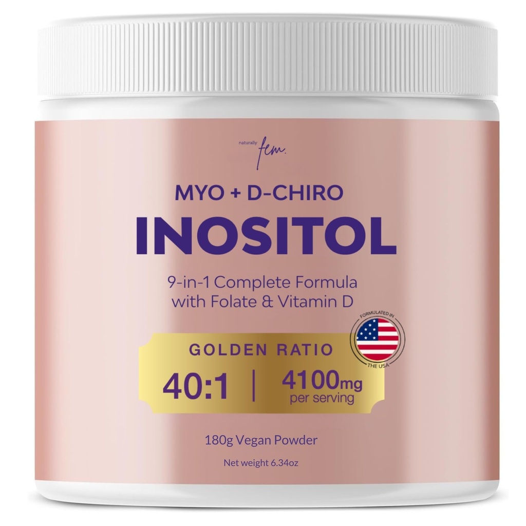 QSTA Myo-Inositol & D-Chiro Inositol 여성을위한 보충 4100mg (40 : 1 비율) - PCOS Multivitamins와 9-in-1 Hormonal 및 대사 지원. 호르몬 균형을 위한 Inositol 분말 보충교재