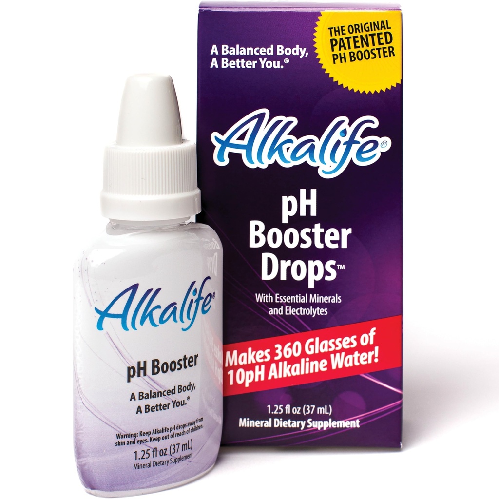 알칼리성 알칼리성 물방울 | pH Booster Alkalizer for Drinking Water | 필수 미네랄 첨가제, 일렉트로이트 하이드로션 보충교재 | Neutralize Acid, Balance Body, 면역 지원, Detox | 1.25oz