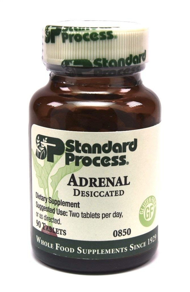 Standard Process- Adrenal Desiccated / 에너지 생산, 면역 시스템 기능 및 Adrenal 건강, 글루텐 무료, 90 정제 지원