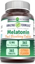 Amazing Formulas Melatonin Fast Dissolve Supplement | 감귤류 맛 | 12 Mg Per Serving | 365 Tablet | Non-GMO | 글루텐 프리 | 미국
