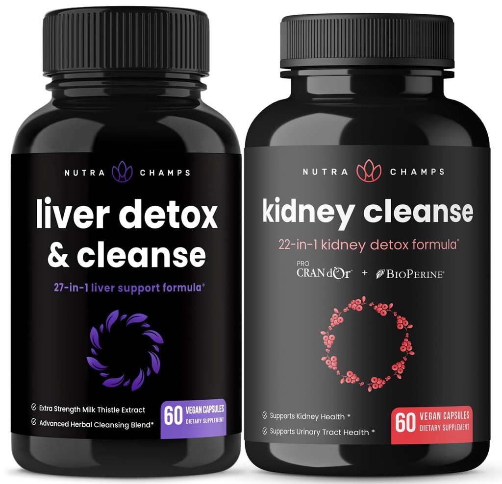 NutraChamps Liver Cleanse 캡슐과 Kidney Cleanse 캡슐 2 팩 번들