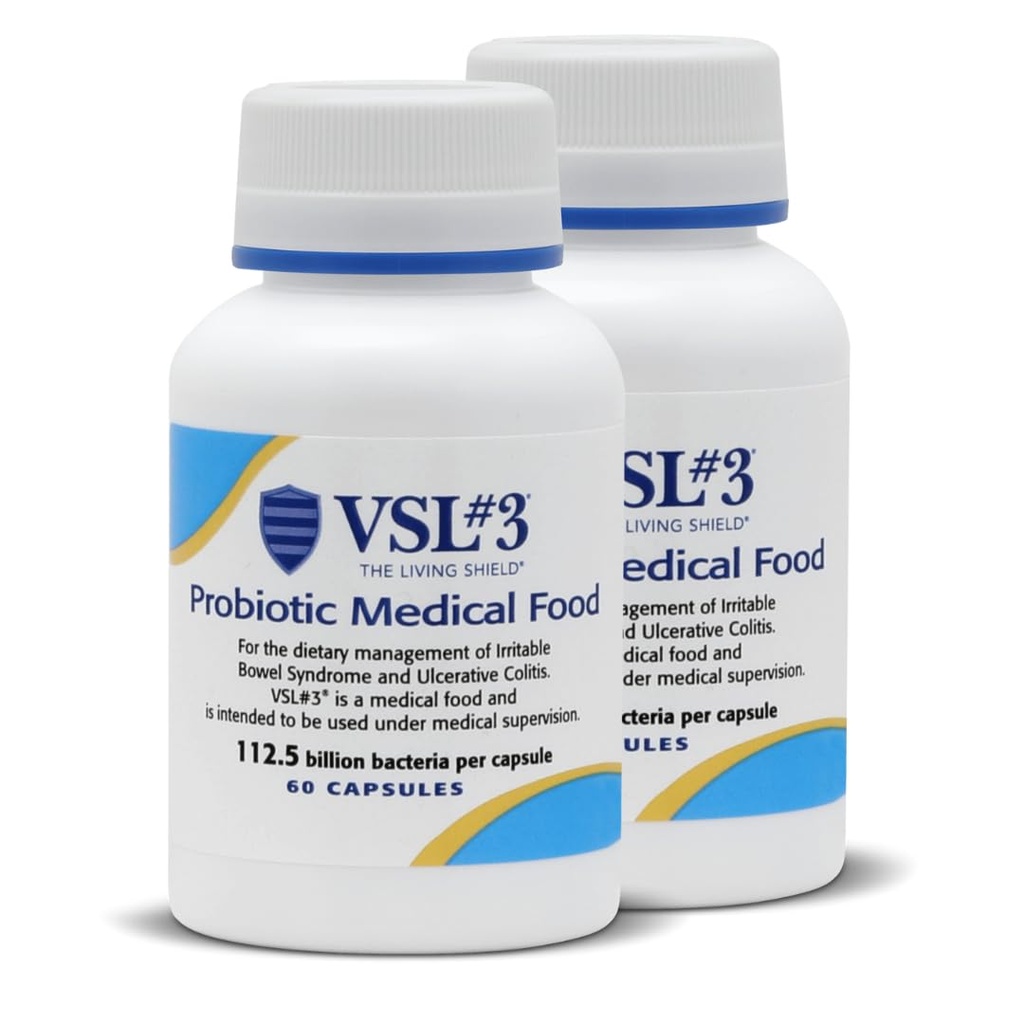 소화 건강, IBS & UC 증상을 위한 VSL #3® Probiotics - 112.5B CFUs, 높 순수성, 다 긴장, 살아있는, 냉장된 Probiotic, 남자 & 여자에 있는 Gut 건강 지원을 위한 의학 음식, 120의 캡슐