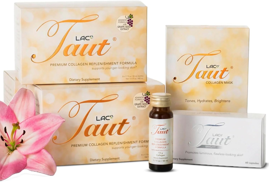 TAUT Premium Advanced Collagen - 여성용 액체 콜라겐 음료 고급 수식, 비타민 C, 주름, 미세 라인 및 처짐 스킨 - Best Liquid Collagen