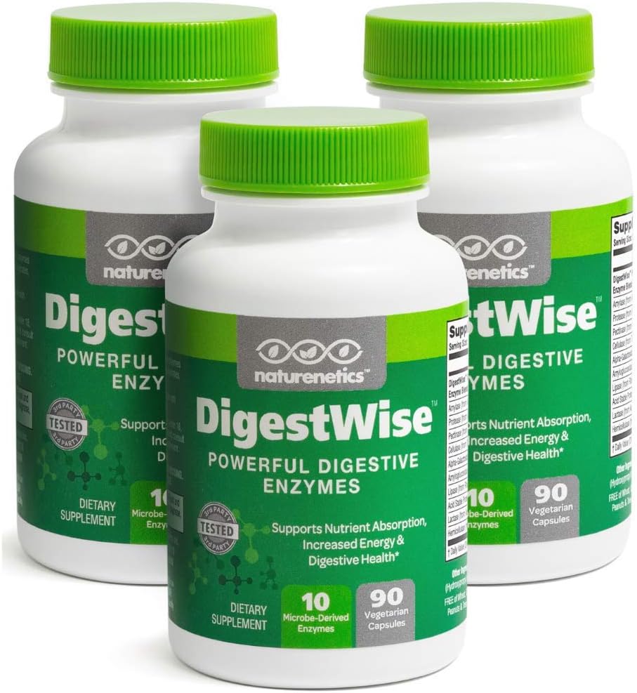 DigestWise Digestive Enzymes - 10 강력한 Vegan Enzymes to Support Digestion, Gas, Bloating & Constipation Relief - Keto Friendly - 실험실 테스트 - 90 캡슐 (3)