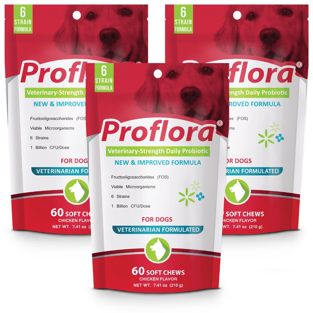 개를위한 Proflora Probiotic Soft Chews - 수의-Strength Daily Probiotic - 소화 건강 - 부스트 면역 체계 - 피부와 외투 건강 - 180 Soft Chews