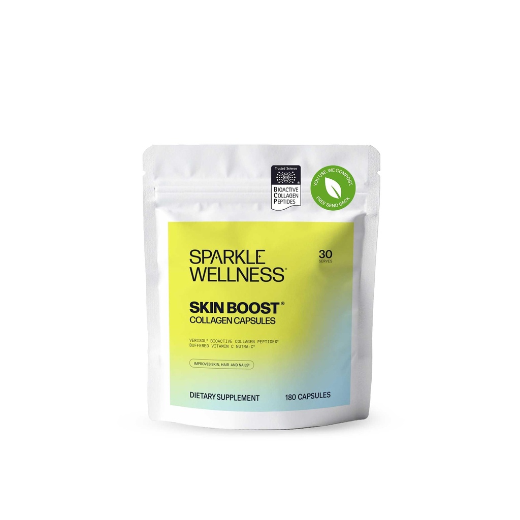 스파클 웰빙 스킨 부스트 콜라겐 캡슐 (180 알약) | 2500mg VERISOL Collagen Peptides & Vitamin C의 30 일 | 피부 탄력성 및 미세 라인의 외관을 개선 | 헤어 & 손톱 강화