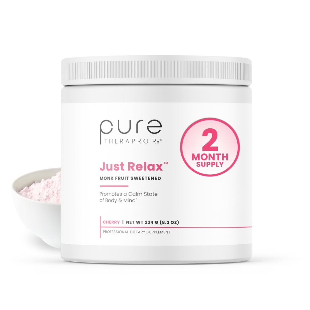 Pure Therapro Rx Just Relax Cherry - 60 서빙 | 지원 Relaxed Mood & Healthy Blood Pressure | Myo-inositol, Di-Magnesium Malate, GABA, 타우린, & L-Theanine