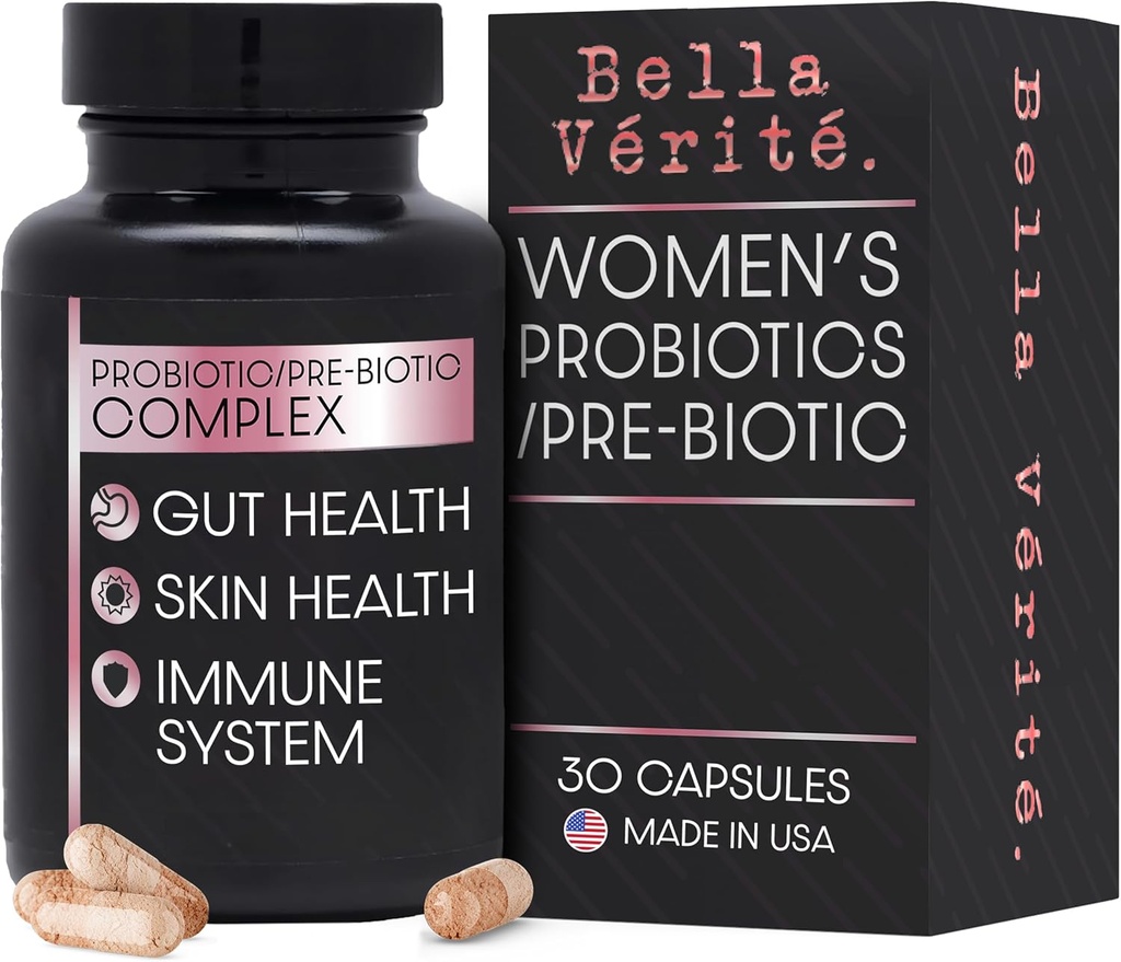 벨라 발레. Probiotic & Prebiotic Complex - 지원 여성 소화 및 구트 건강 - 3.45 억 CFU Lactobacillus Probiotics for Clearer Skin - 매일 Probiotic 보충 (30 채식 캡슐)