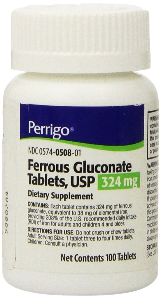 철 Gluconate 정제, 324mg, 100 조사