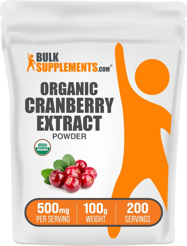 BulkSupplements.com 유기 크랜 베리 추출 분말 - 유기 크랜 베리 맛 분말, Vaccinium Macrocarpon 과일에서 소스 - Vegan & 글루텐 무료, 서빙 당 500mg, 100g (3.5 oz) (팩 1)