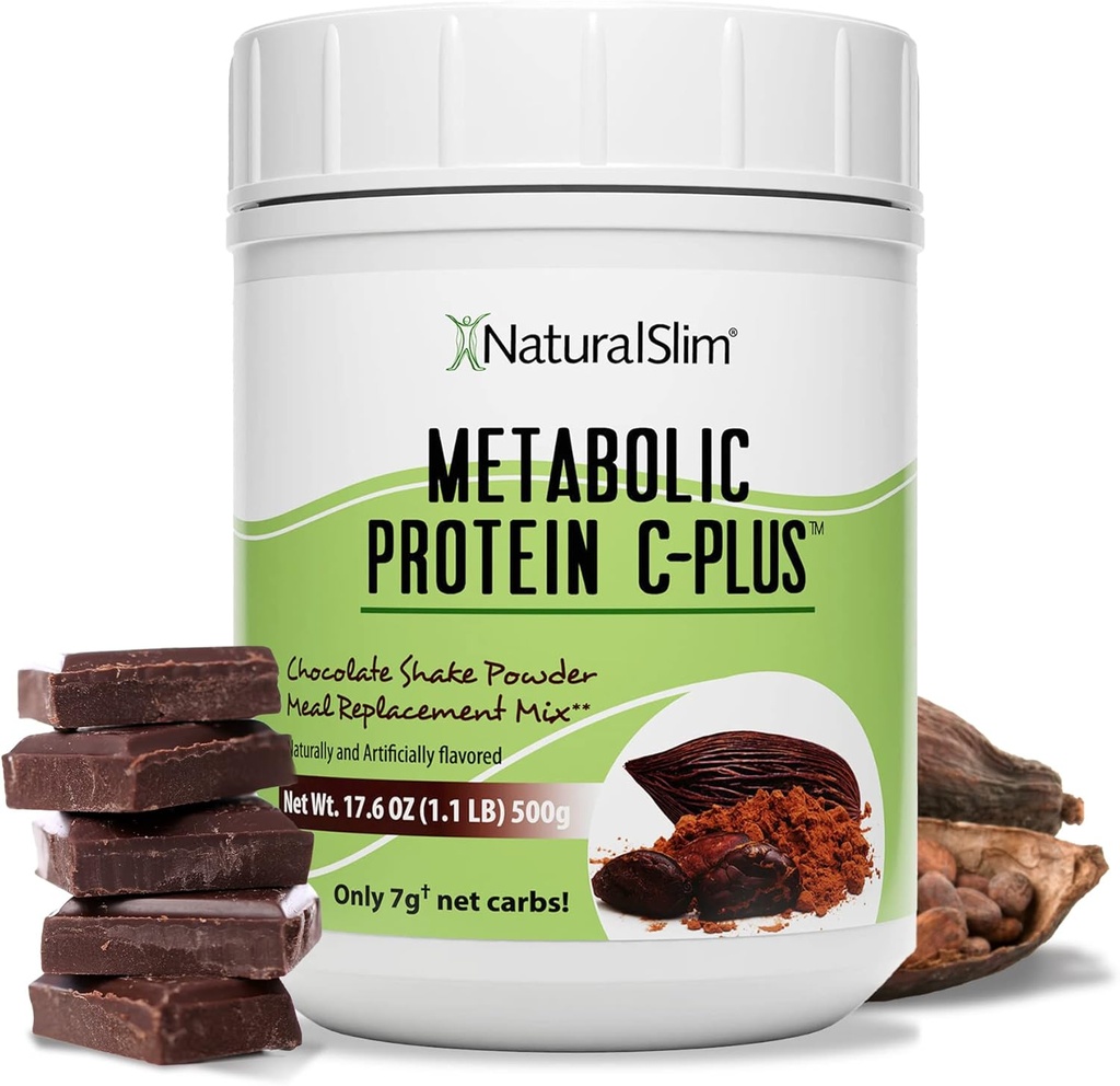 NaturalSlim Protein Powder with Vitamins and Minerals Metabolic C-Plus - 비타민 C, 아연 및 아미노산 - 초콜릿 단백질 분말 10 서빙 1.1 lb.