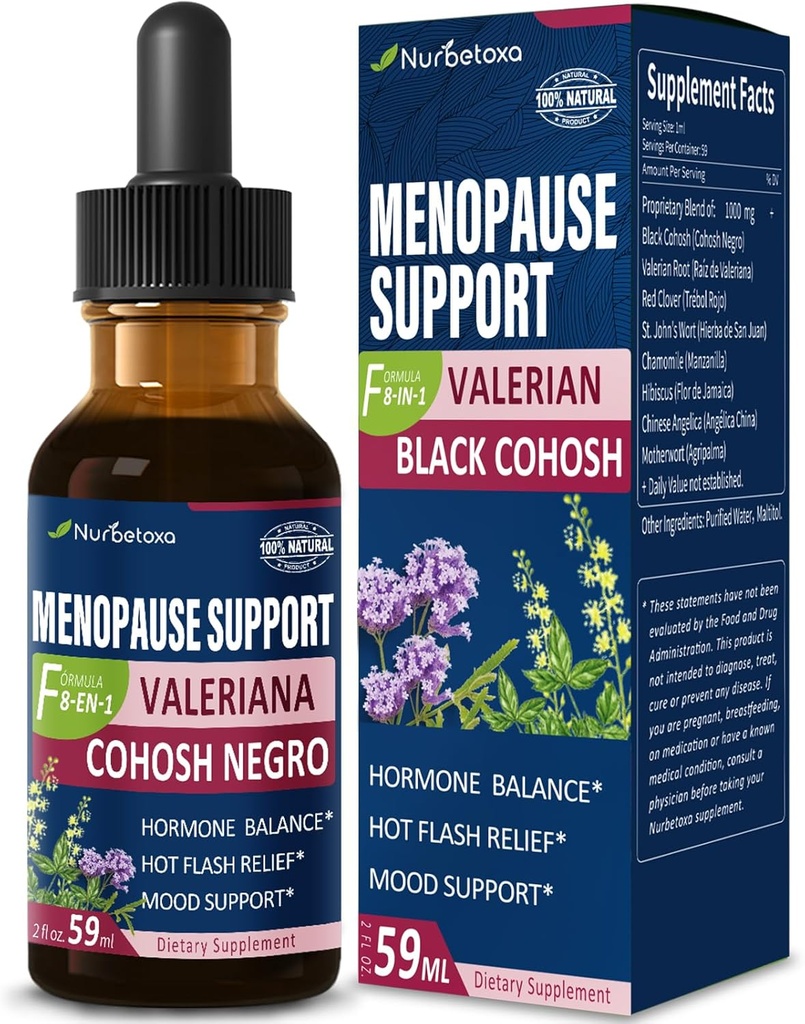 Dietary 보충교재 Menopause 지원 하락, 까만 Cohosh, Valerian를 가진 뜨거운 섬광 & 밤 땀을 위한 Estroven Menopause 기복 Tincture. 2온스